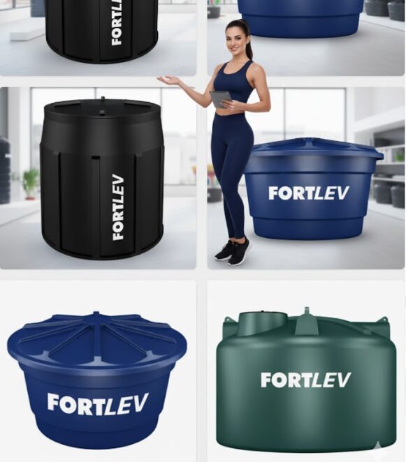 mulher promovendo caixas de agua para obra